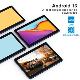 2025 Newest 10.1-Inch Android 13 Tablet, with Keyboard, Mouse, Case, Stylus, Features Quad-Core Processor, 4GB RAM + (64GB/1TB Expandable), 2.4GHz WiFi, 2+8MP Dual Cameras, 6000mAh Battery, Perfect for Learning, Entertainment, Office Use