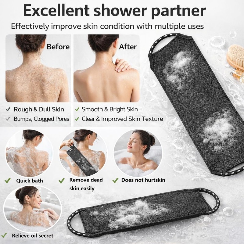 Back Scrubber for Shower, Double Sided Exfoliating Back Exfoliator with