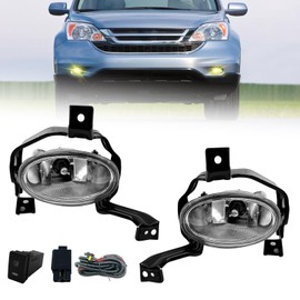 Fog Lights Compatible With Honda Crv Cr-v 2010 2011 Fog Lamps With Switch and Wring Kit H11 12V 55W Bulbs(Clear Lens)