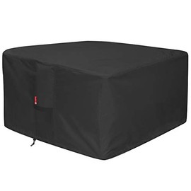 SheeChung Large 43" Square Fire Pit Cover - Waterproof 600D Heavy Duty Square Patio Fire Pit Table Cover Black (Square - 44" L x 44" W x 24" H)