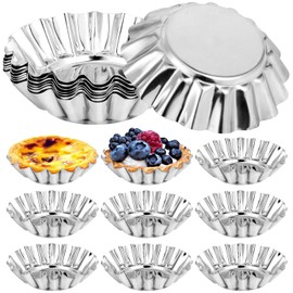 OBTANIM 20 Pcs Stainless Steel Mini Tart/Pie Pans, 3 Inch Small Tart/Pie Pan Portuguese Tart Baking Mold Mini Tart/Pie Tins for Baking Supplies