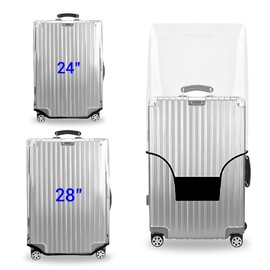 THMINS 2 Pcs Clear Luggage Cover Protectors,Transparent PVC Anti-scratch,Waterproof,Dustproof Travel Suitcase Cover for Wheeled Luggage(24"+28")
