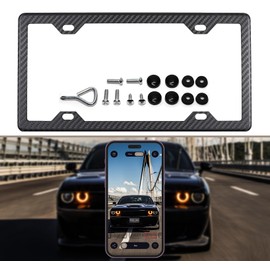 Plate Jade 100% Real 3k Twill Weave Carbon Fiber Car License Plate Frame, 4 Holes, UV Protection, Front Rear Universal Man Woman Fit USA Canada Mexico Standard Size tag Holder (Black Matte)