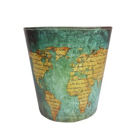 Emartbuy Fabric PU Leather Paper Pin Dustbin Retro Vintage Cool Quirky Home Office - World Map