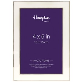 Hampton Frames STEPHANIE 4x6 (10x15cm) Silver Edged Picture Photo Frame With A White Enamel effect inlay and Glass Aperture STE99046W
