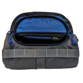 Handlebar Bag (Charcoal & Blue Burrito) | 2 Liter Capacity | Spacious Bike Bag w/ 2 Extra Long Buckle Straps & 1 Hook-and-Loop Strap | Water Resistant Front Basket | Bike Accessories | Made in USA