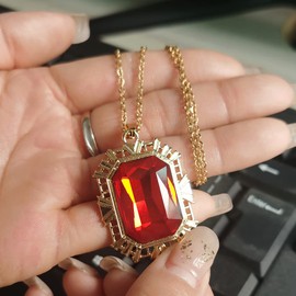KANGSHUN The Sandman Ruby Necklace Cosplay King of Dreams Morpheus Red Stone Pendant Vintage Jewelry Costume Accessories Prop Fans Gift
