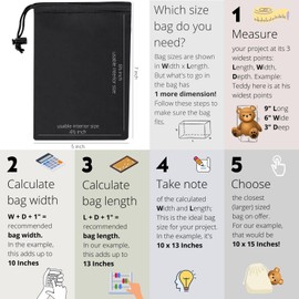 Drawstring Bag - UltraLight Nylon Cinch and Ditty Multi-Use Pouch For Gifts, Collectors, Personal Electronics (5 pack, Black, 6 x 8 inch)