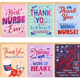 Fancy Land 24 Pack Thank You Card for Nurses Embossed Healthcare Workers Medical Appreciation Cards Blank Inside Nurses Week Graduation Thank You Notes