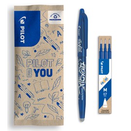 PILOT - Set di 1 FriXion Ball 07 + 1 set di 3 Ricariche - Penna a Inchiostro termico Cancellabile - Penna roller Ricaricabile - Blu - Punta Media