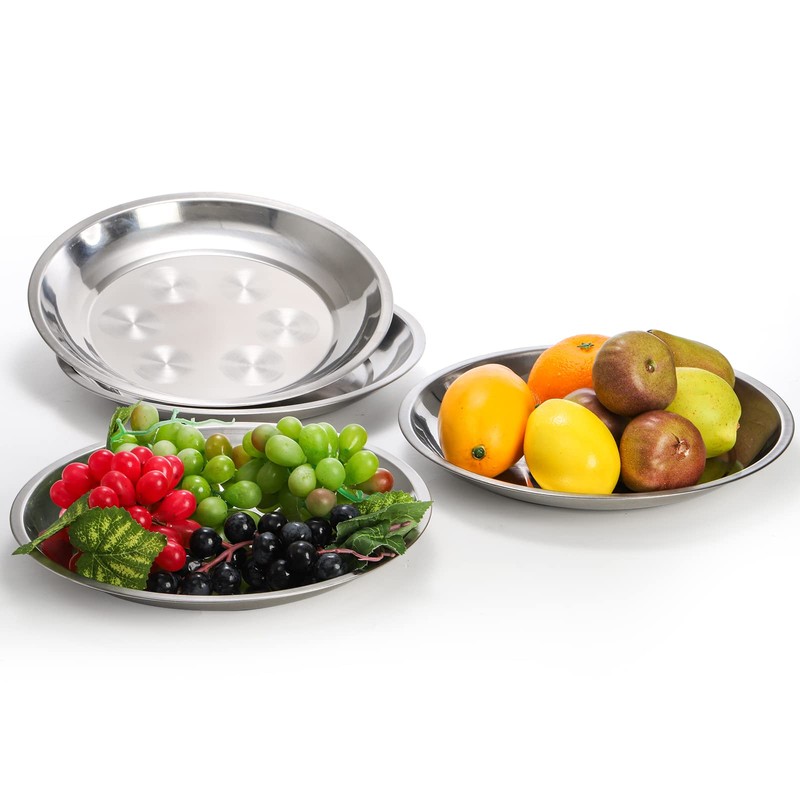 WUWEOT 10 Pack Stainless Steel Dinner Plates, 10" Round Kitchen