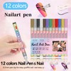 Hinourisha 12 Penne Per Nail Art Punta, 0.7mm fine tip