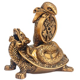 Feng Shui 2025 Snake and Dragon Turtle Wealth Prosperity Luck Resin Statue (Dragon Turtle ＆ Snake)