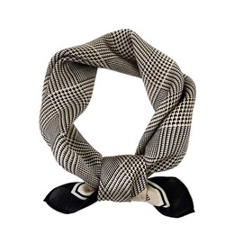 JERLA - 100% Genuine Mulberry Silk Satin Scarves Small Square Scarves for Men Women Hair Head Face 21x21(Ho, Black Houndstooth 2, Único