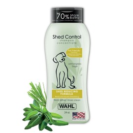 Wahl USA Shed Control Pet Shampoo for Dog Shedding & Dander – Lemongrass & Sage Scent - Contains Oatmeal, & Aloe for Healthy Coats & Moisturized Skin – 24 Oz - Model 820005A