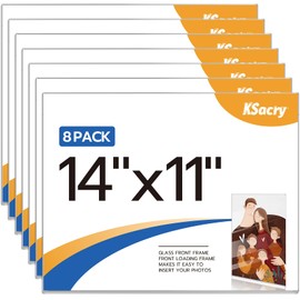 KSacry 8 Pcs Acrylic Sign Holder 14 x 11, Horizontal Wall Mount Sign Holders with Adhesive, Clear Plastic Frames Paper Display Sign Holders for Office, Home, Store, Restaurant - No Drilling