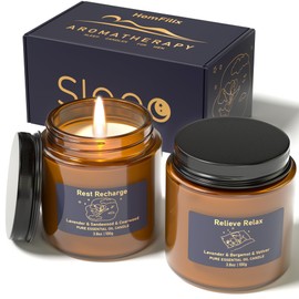HomFilix Sleep Candles Gifts for Men, Aromatherapy Scented Candles Gift Set for Anxiety Relief & Promotes Sleep, Anniversary Birthday Bath Relaxation Candles Gifts for Men, Boyfriend