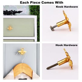 Indian Shelf 3 Pieces Bee Decorative Wall Hooks Gold Bumble Bee Vintage Coat Hooks for Hanging Things, Towels, Purse, Bags, Backpack