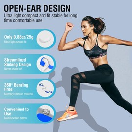 Bone Conduction Headphones with Noise-Canceling MIC, Bluetooth Waterproof Sport Headphone, Open Ear Stereo Headphones up to 10H of Music and Calls, Wireless Headset for Running and Workout