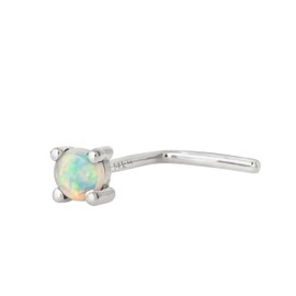 Jewelry Avalanche Solid 14K Gold Natural Opal L-Shape Nose Stud, 22G L-Bend, Australian Opal, Unisex Nostril Ring Stud, Metal, opal