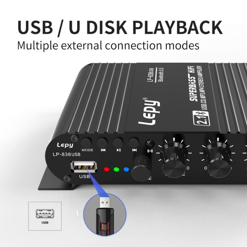 Fasizi LP-838USB Bluetooth 5.0 Amplifier 2.1 3 Channels Support Super