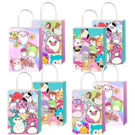 BNFUO 12pcs Cute Animal Party Favor Gift Bags with Handles, Cute Animal Birthday Party Supplies for Kids Party Decorations