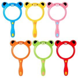 6Pcs Small Magnifying Glass 3X Cute Bear Handheld Magnifying Glass Reading Plastic Magnifier for Nature Hobby Science Outdoor Observation Learning Tools Fun Party Birthday Gifts (Colorful)