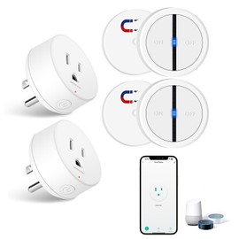 Greencycle Smart Wireless Remote Control Outlet Plug,WiFi Outlets for Household,On Off Smart Outlets Switch Compatible with Tuya,Alexa and Google Assistant,Timer Outlet,No Wiring,White,2PK