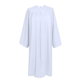 GradPlaza Matte Choir Robe for Church Baptism Officiant Confirmation Costume,Graduation Gown for School,Judge Pastor Robes, White, 42 Plus