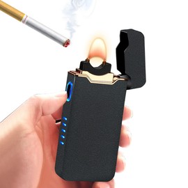 COZYLIFE - Encendedor eléctrico de arco con sensor táctil eléctrico de alta potencia, encendedor de arco electrónico con llama USB, recargable a prueba de viento, encendedor eléctrico perfecto para tu novio y familia (negro mate)