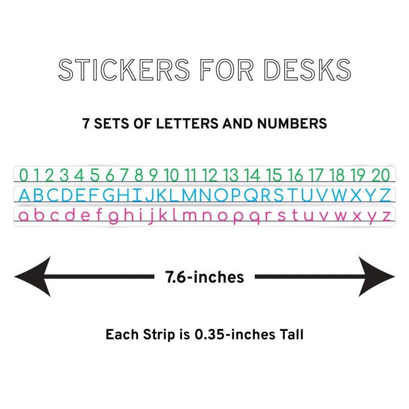 Removable Desk Stickers - Alphabet Letters Strips and 0-20 Numbers