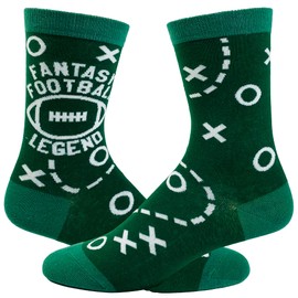Funny Fantasy Football Legend Crew Socks for Youth – Cool Playbook Print – Game Day Novelty Gift for Kids & Sports Fans – Comfortable Athletic Crew Socks for Boys & Girls