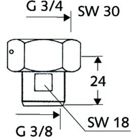 Schell - Water Meter 3/4 Inch Connection 3/8 Inch Chrome with Sealing Device