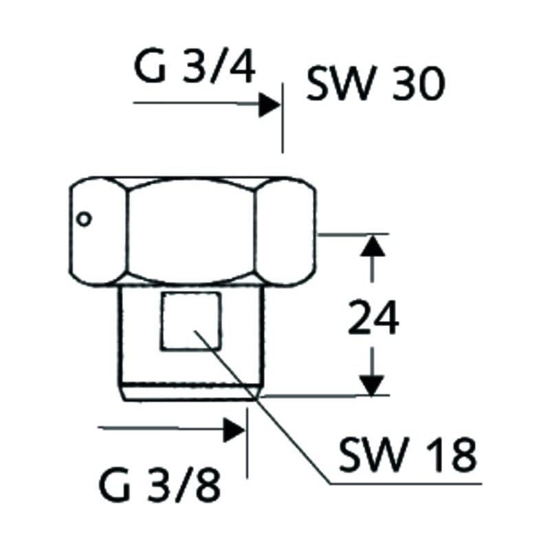 Schell - Water Meter 3/4 Inch Connection 3/8 Inch Chrome