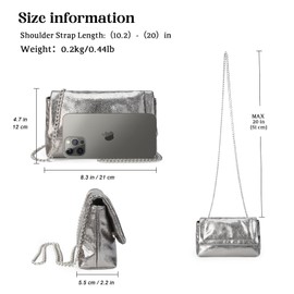 VNFIOEI Small Clutch Bag with Chain, Fashionable Shoulder Bag, Elegant Evening Bag, Mini Handbag, gray