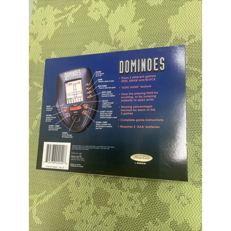 Radica Dominoes Monte Carlo 3927 Handheld Electronic Travel Game New