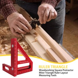 Koprek 3D Multi-Angle Measuring Ruler – 45/90 Degree Aluminum Alloy Miter Triangle Ruler, High Precision Woodworking Square Protractor for Carpentry, Engineering & DIY Projects (Red)