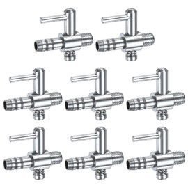 M METERXITY 8PCS Aquarium Air Valve, 4/25" ID Bright Silver Single Way Threaded Fish Tank Air Flow Control Lever Pump Copper Nickel Plated Airline Valve for Air Pump/Air Transfer System