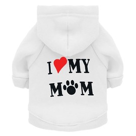 Izefia Hoodies for Dogs Dog Hoodies for Small Dogs Clothes I Love My Mother Fleece Jumper Winter Sweatshirt Warm Cotton Dog Hoodies for Small Dog Cat