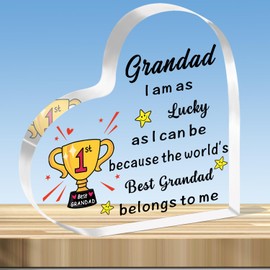 JMIMO Grandad Gifts from Grandchildren,Fathers Day Grandad Gifts,Grandad Birthday Gift Ideas,Best Grandad Gifts,Grandad Heart Shaped Acrylic Plaque Present