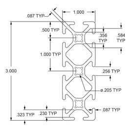 8020, 1030, 10 Series 1 Inch x 3 Inch T-Slotted Aluminum Extrusion DIY Extruded Linear Slot Bar Rail 80/20 (Smooth, Clear Anodize, 36" Long)
