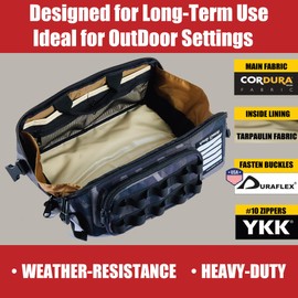 ROUGH ENOUGH Small Tool Bag Organizer Box Heavy Duty for Men Electrician Mechanic Technician Carpenter Outdoor Tactical Camp Enthusiast Camo Black