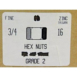 Unbranded (25) 3/4-16 Finished Hex Nuts Grade 2 Steel Zinc Plated FINE THREAD NH
