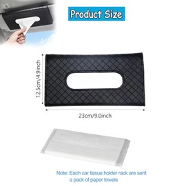 Yharnamite Car Tissue Holder, Car Visor Tissue Holder, PU Leather Car Tissue Holder, Hanging Paper Towel Clip, Car Sun Visor Accessories, Compatible with Most Cars (Black)