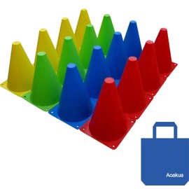Aoakua Marker Cone 7.1 inches (18 cm), Set of 16 (4 Colors in Total - 4 Each, Storage Bag)