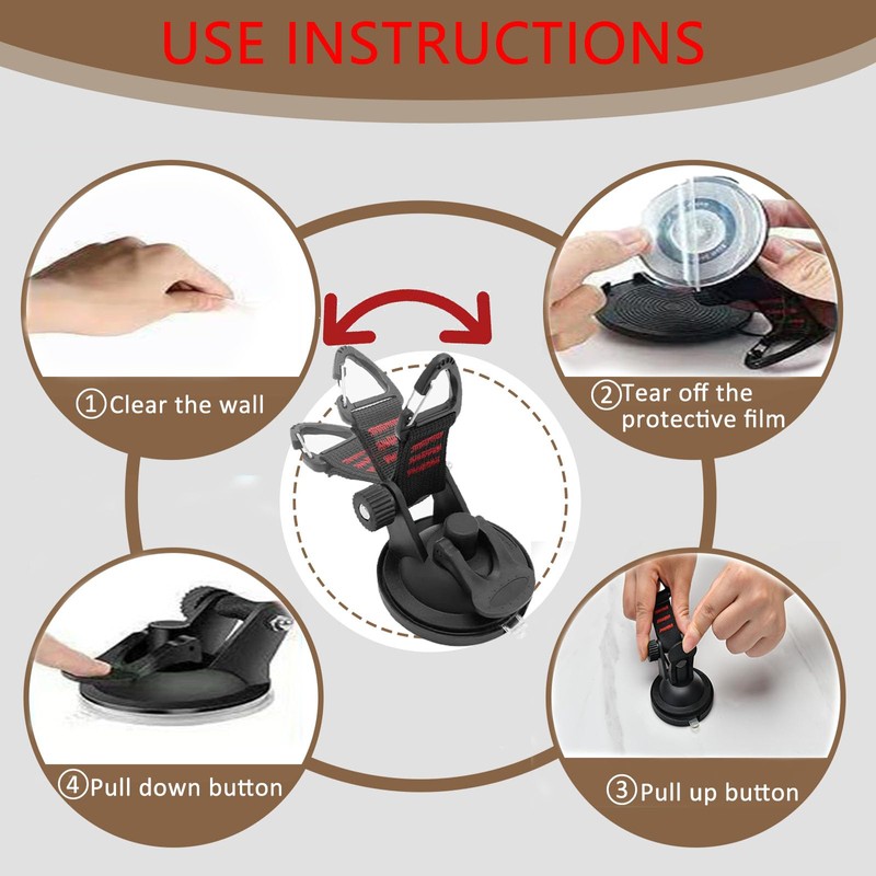 Heavy Duty Suction Cups Anchor with Hooks, Suction Cup Camping