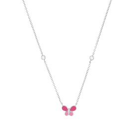 Prinzessin Lillifee 2037948 Necklace with Pendant 925 Sterling Silver Girls Children's Necklace with Synthetic Zirconia 35 + 3 cm Silver Butterfly Comes in Jewellery Gift Box, Sterling silver, Cubic