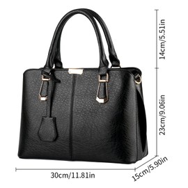 ACNCN Womens Satchel Handbag Tote Purse Top Handle Shoulder Bags Ladies Tote Bag Casual for Outdoor Working(Black)