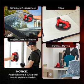 Bonvoisin 2 Pack Electric Glass Suction Cups 8" Auto Stop/Suction Vacuum Cups for Glass Metal Ceramic tile Smooth Board Marble Windshields