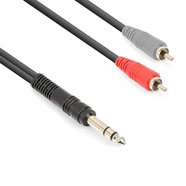 VONYX CX328-3 6.3mm 1/4 Inch Stereo Jack - 2 RCA Male Signal Cable 3 Meter Lead